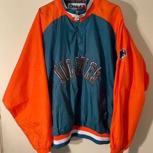 Vintage MIami Dolphins Chalk Line NFL Bomber Jacket Sz XL Made in USA